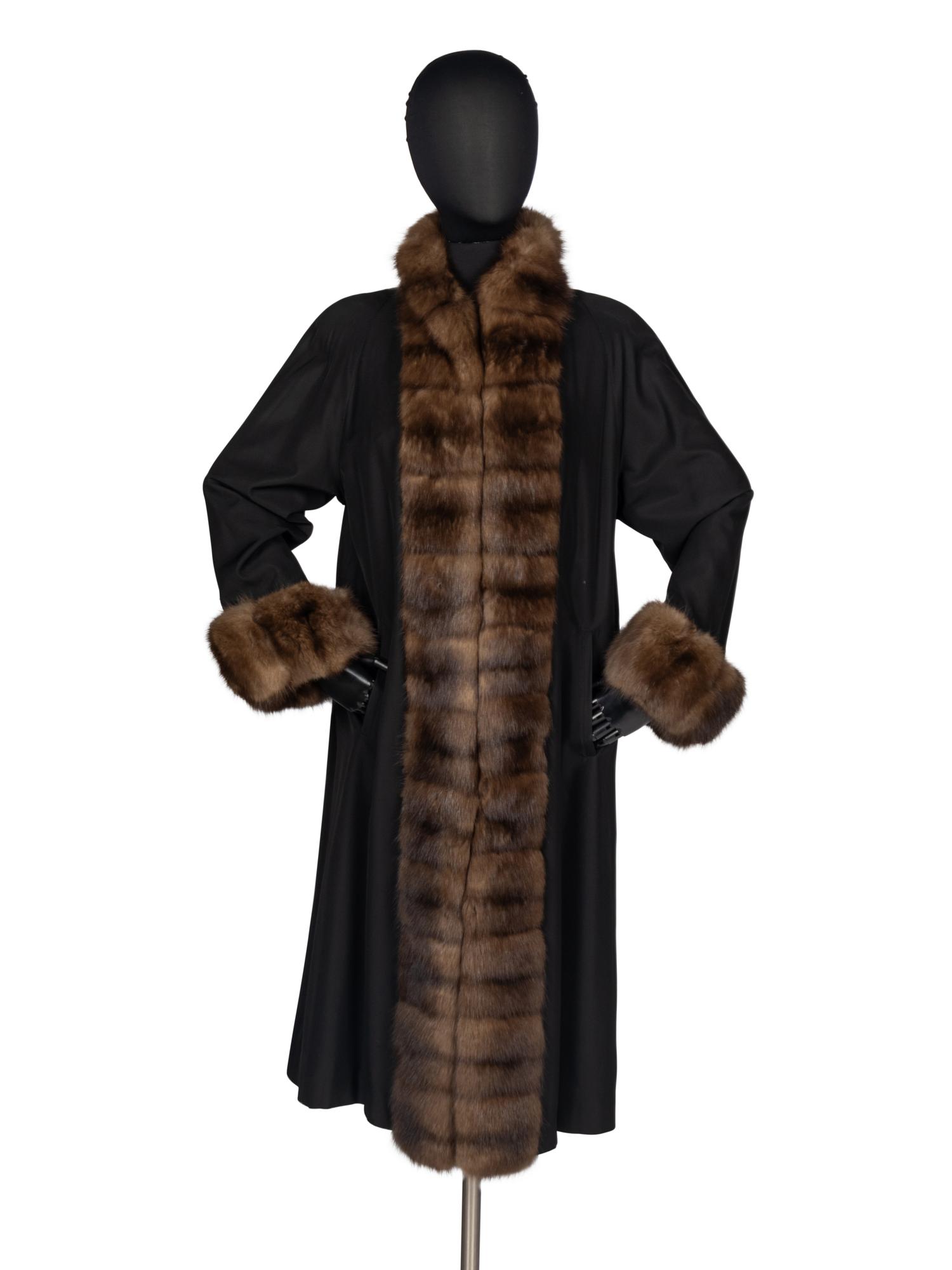 J. Mendel Coat With Sable Fur Trim and Sheared Mink Lining