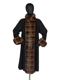 J. Mendel Coat With Sable Fur Trim and Sheared Mink Lining