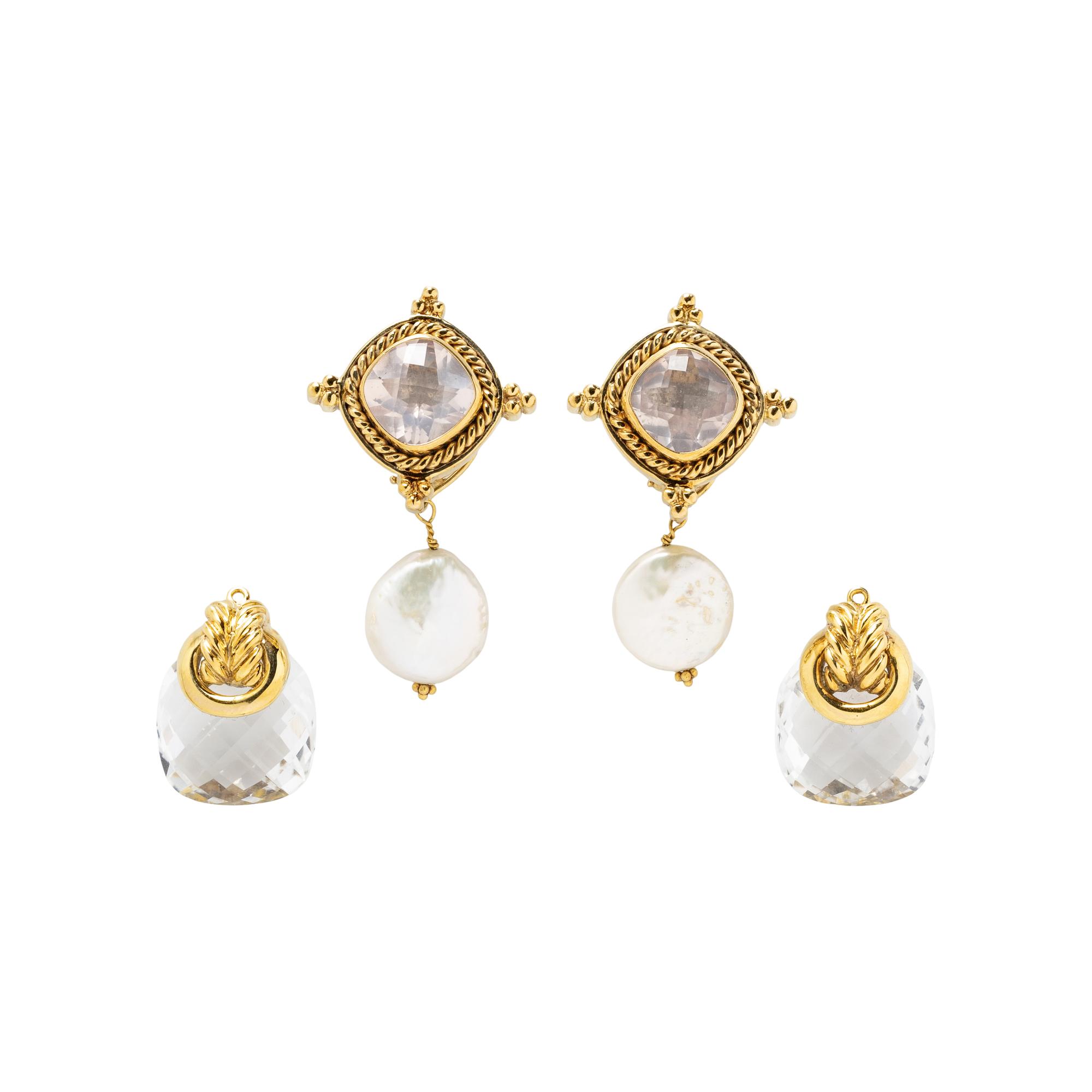 MAZ, YELLOW GOLD AND MULTIGEM CONVERTIBLE CLIP EARRINGS