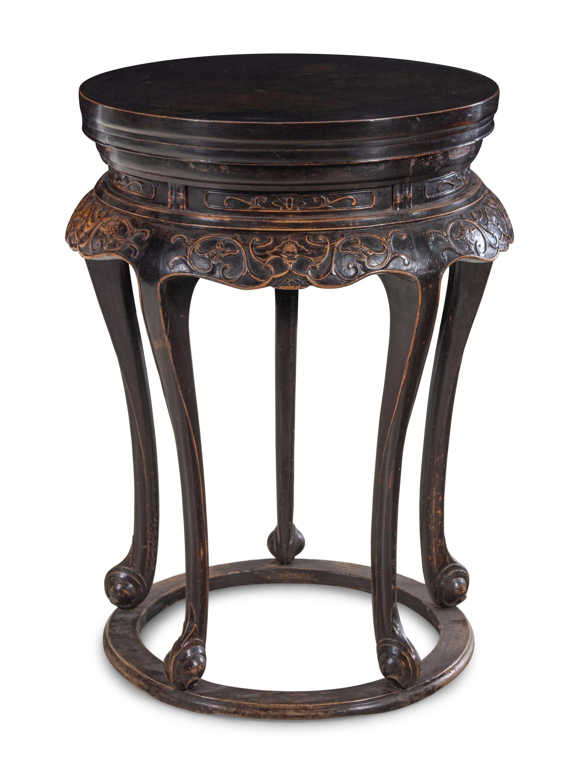 A Large Chinese Black Lacquered Five-Legged Wood Incense Stand, Xiangji