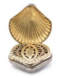 A George III Silver Vinaigrette, Possibly William Weston, London, 1807, in the form of a scallop shell.