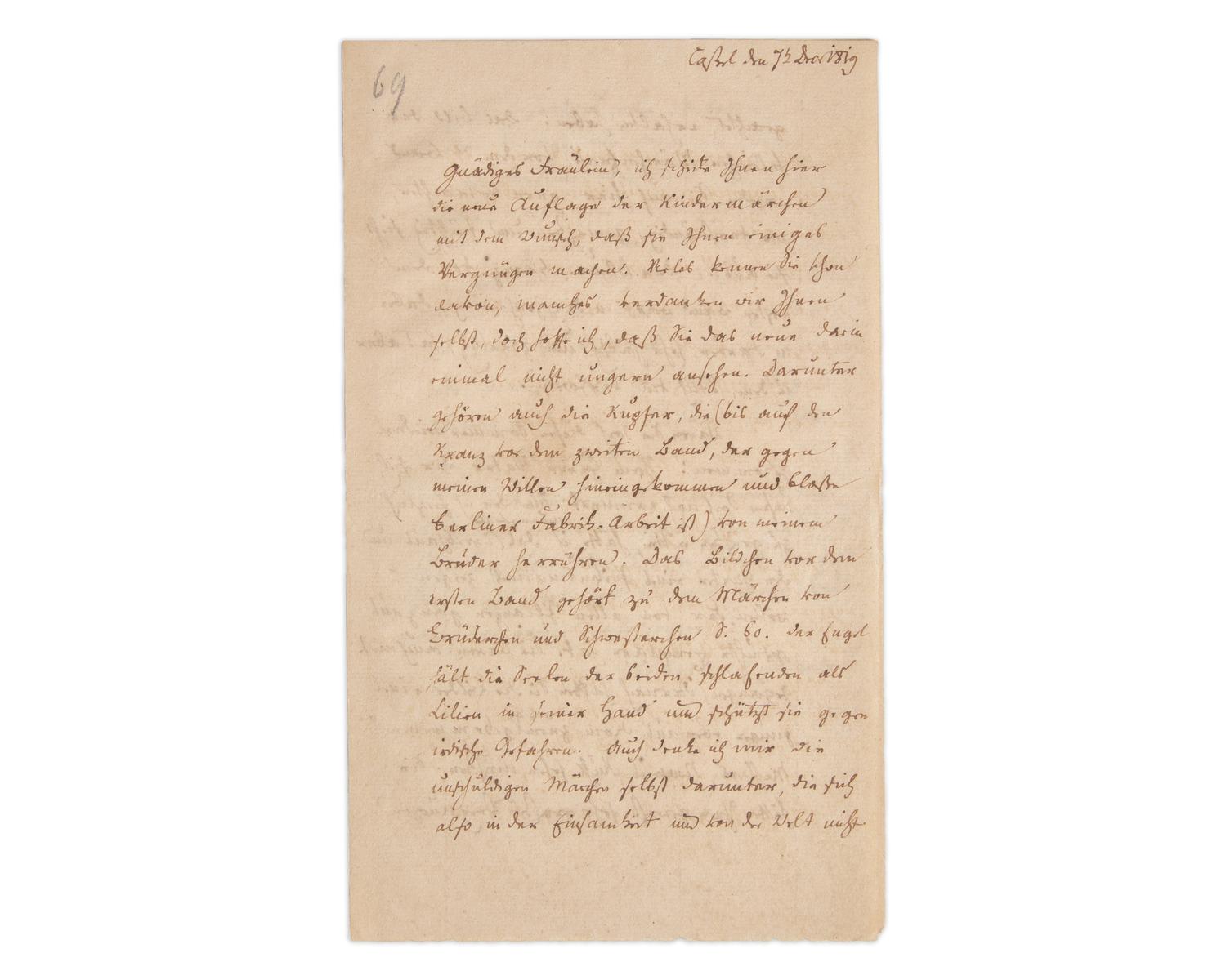 Grimm, Wilhelm Carl. Autograph Letter, signed