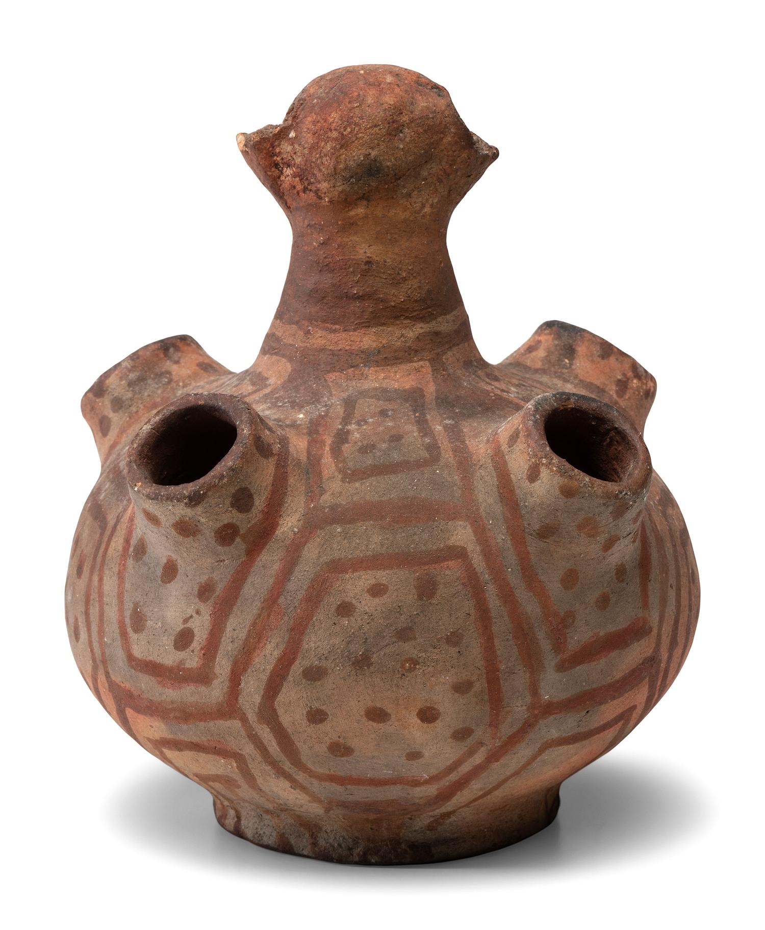 Mojave Figural Pottery Jar, with Four Spouts
