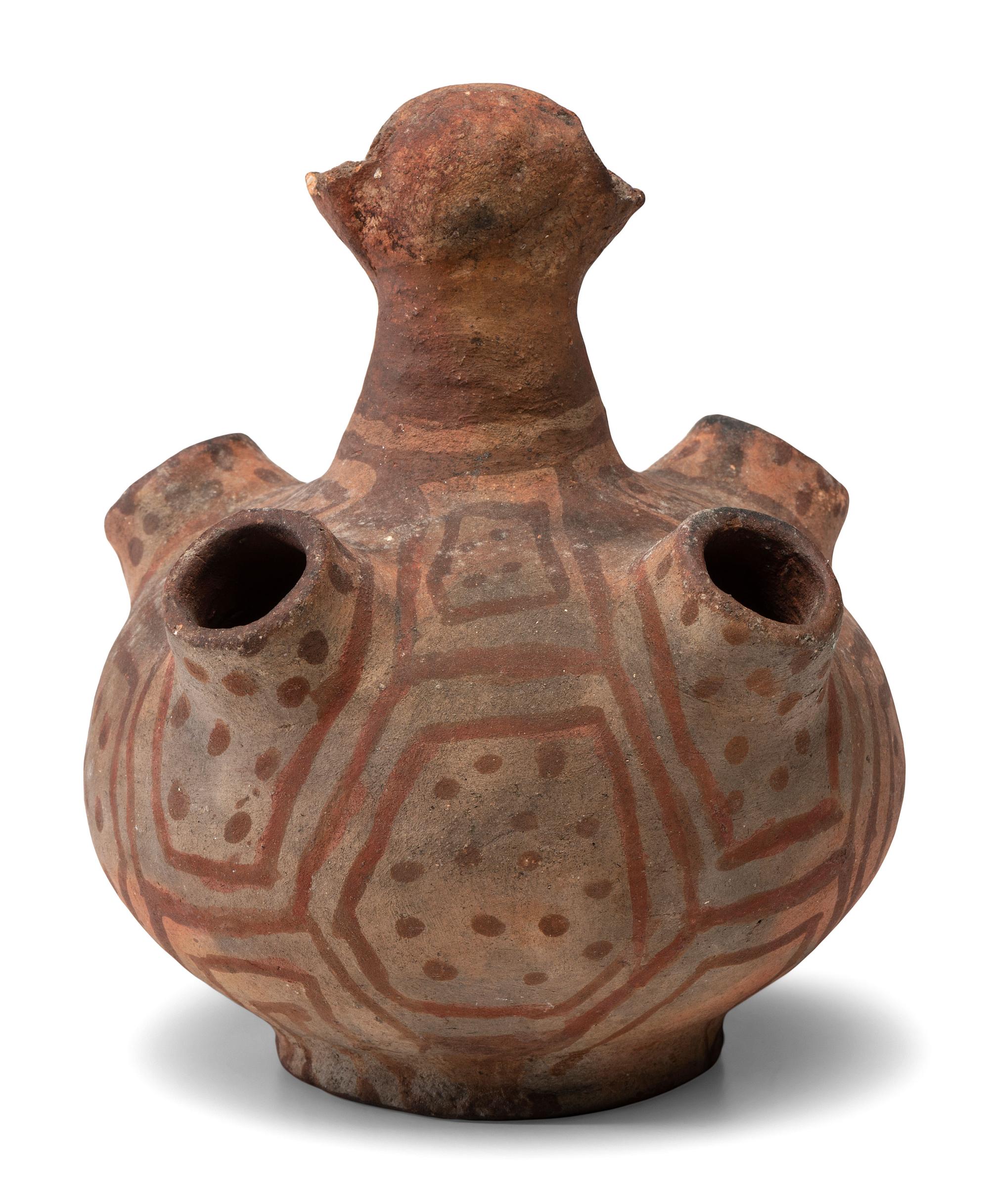 Mojave Figural Pottery Jar, with Four Spouts