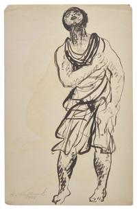 Five Works: Nude with Raised Arms; together with Four Sketches of a Dancer in Black (Isadora Duncan), circa 1904-1909 (5)