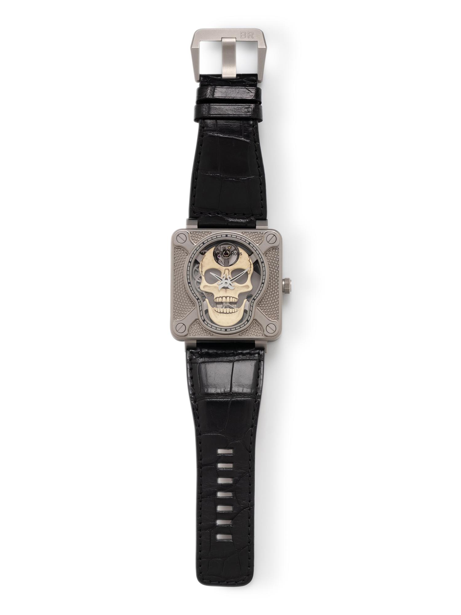 BELL & ROSS, STAINLESS STEEL 'BR 01 SKULL' WATCH