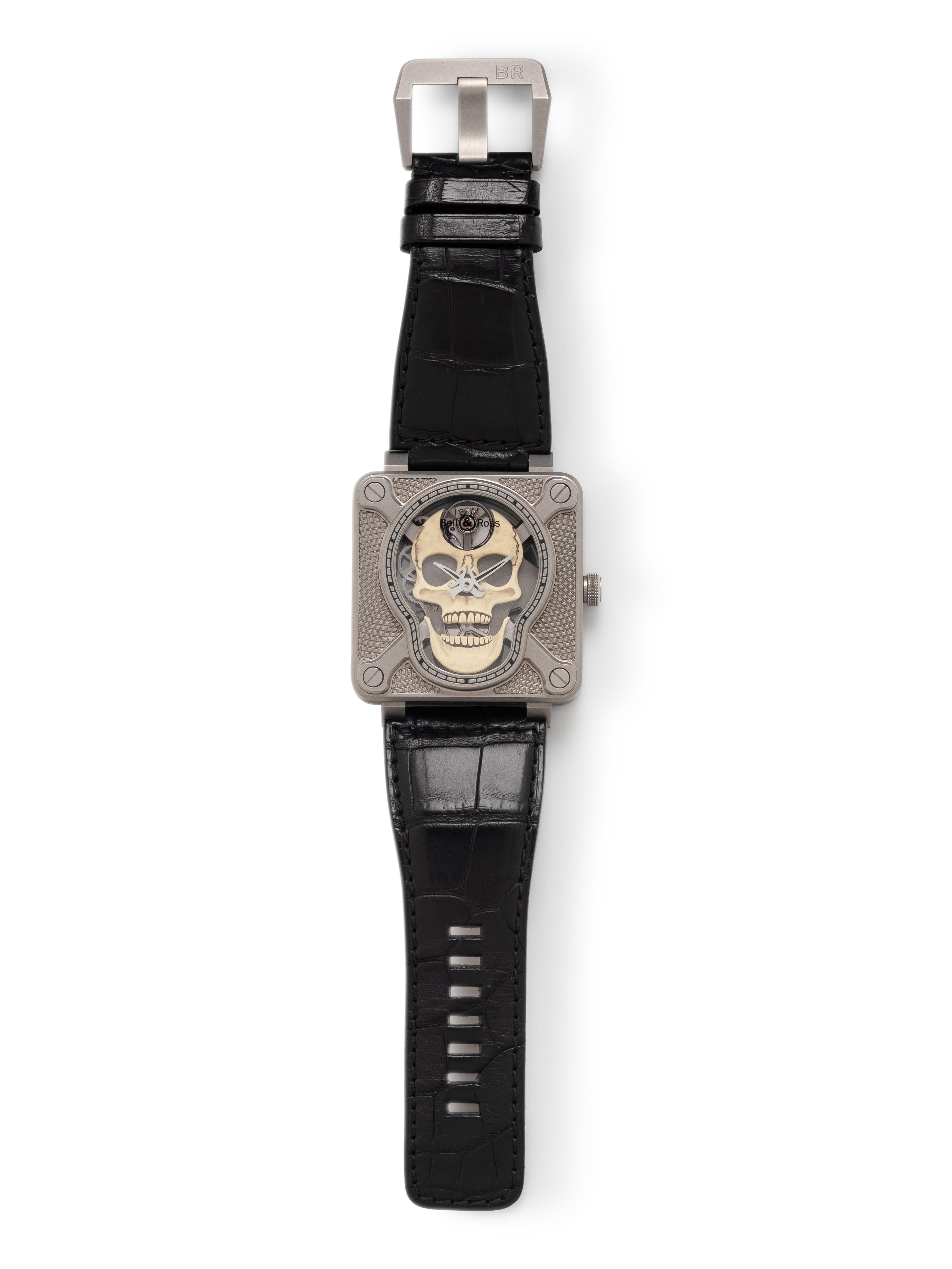 BELL & ROSS, STAINLESS STEEL 'BR 01 SKULL' WATCH