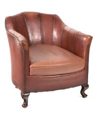 A Leather Upholstered Club Chair Height 29 inches. — 20TH CENTURY
