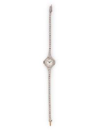 TIFFANY & CO., ANTIQUE, PLATINUM AND DIAMOND WRISTWATCH