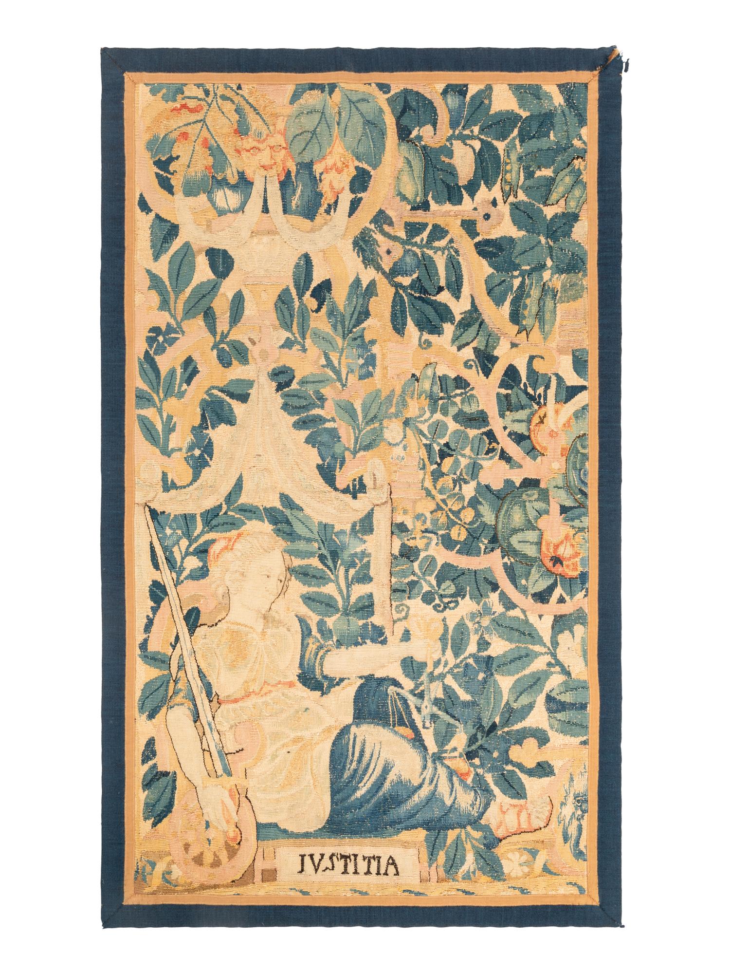 A Pair of Flemish Tapestry Panels Emblematic of Hope and Justice