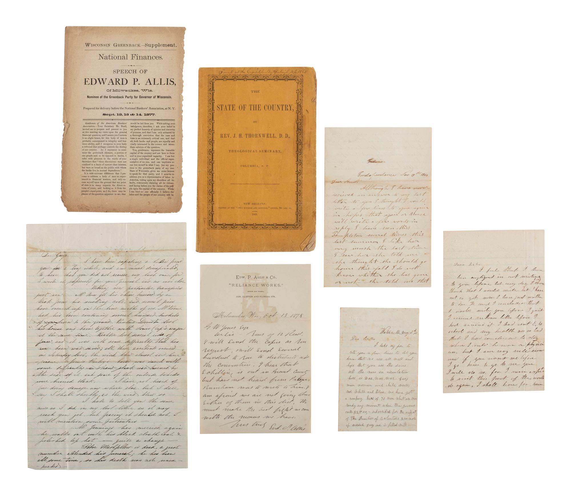 [CIVIL WAR]. Small archive of papers associated with Adj. George W. Jones, Wisconsin 26th Infantry.