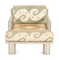 A Tubular Chromed Metal Club Chair with Upholstered Seat Cushions — 20th Century