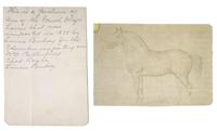 An Andrew Clemens (American, 1857-1894) Labeled Sand Bottle with Percheron Horse