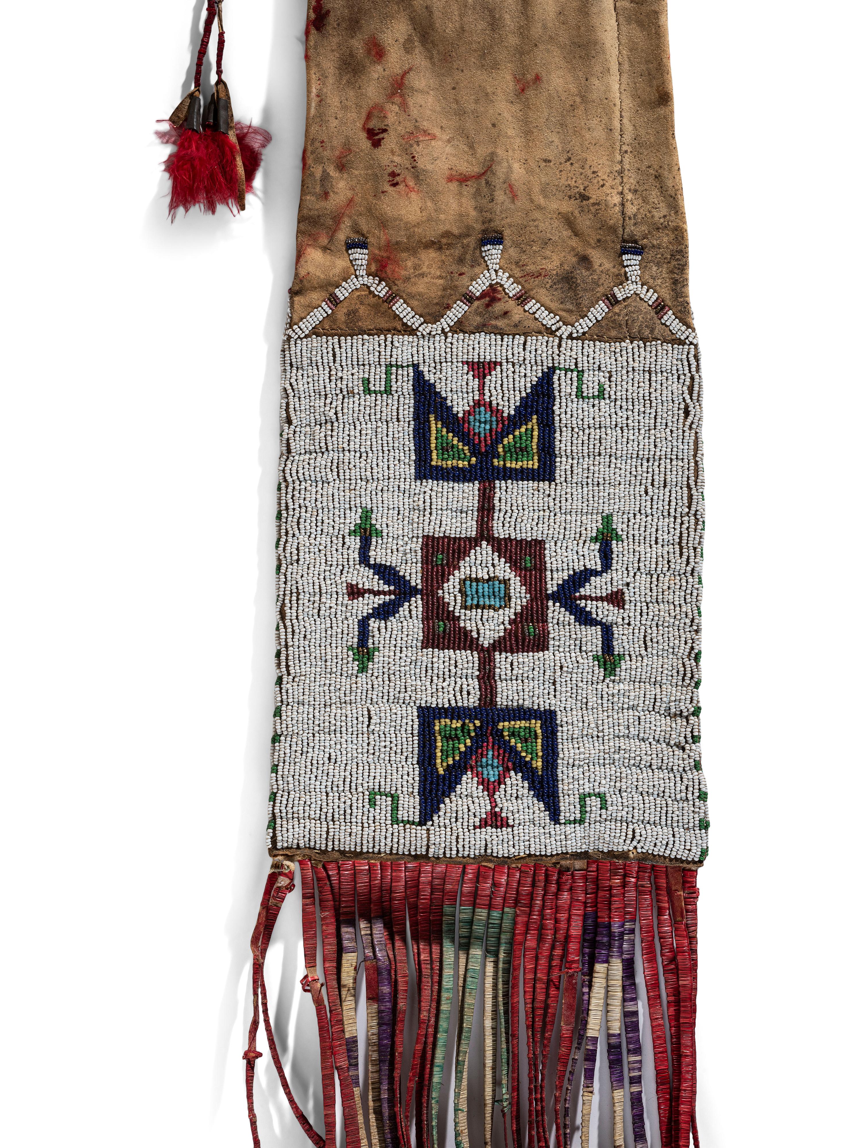 Sioux Beaded Hide Tobacco Bag, Photographed by Charles Carpenter