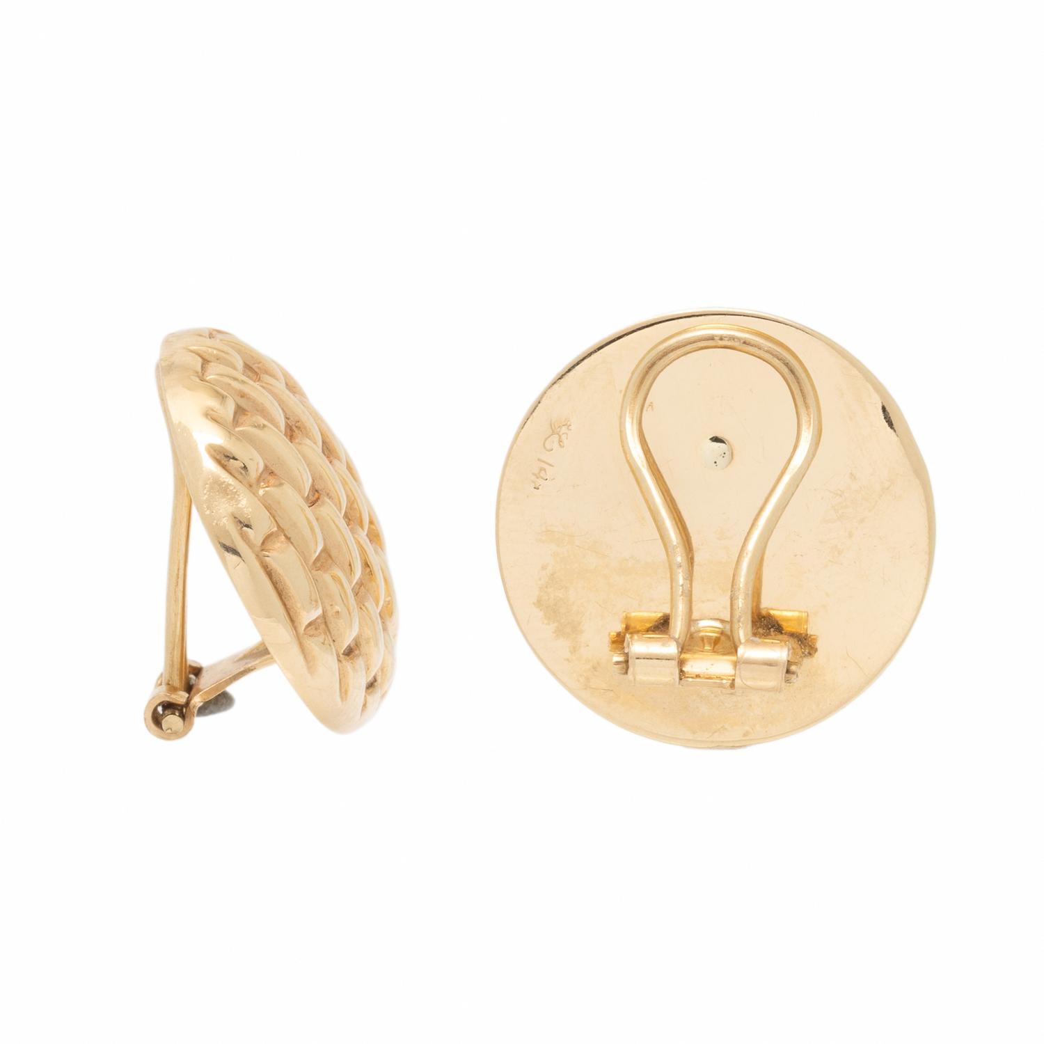 Yellow Gold Basket Weave Earrings