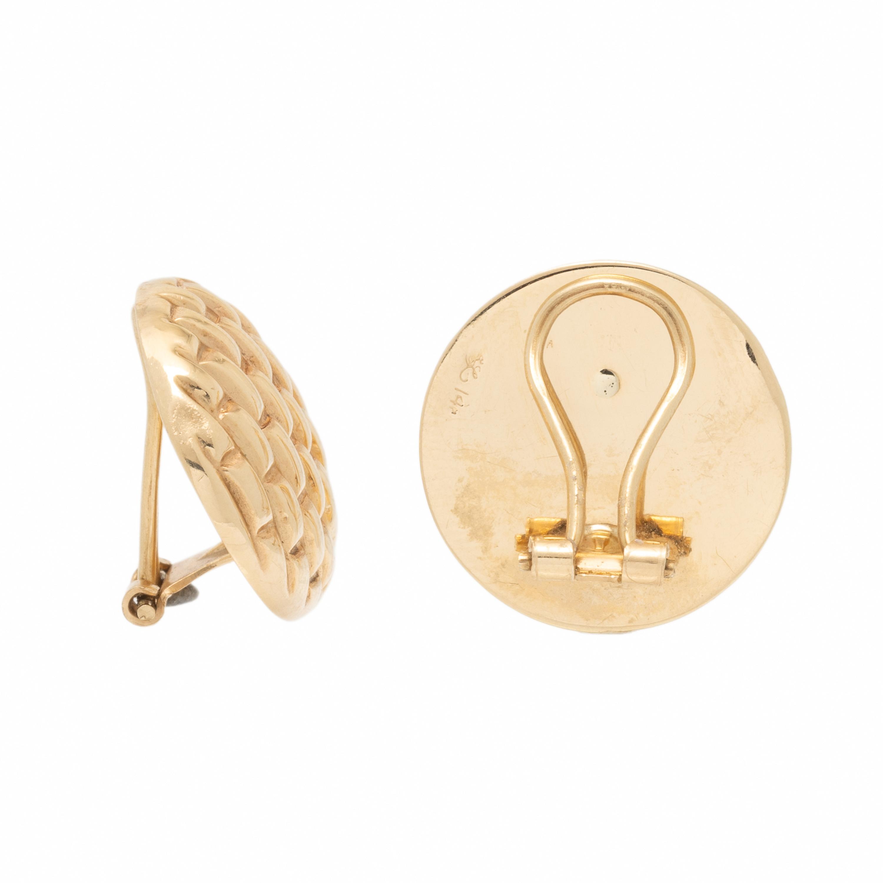 Yellow Gold Basket Weave Earrings