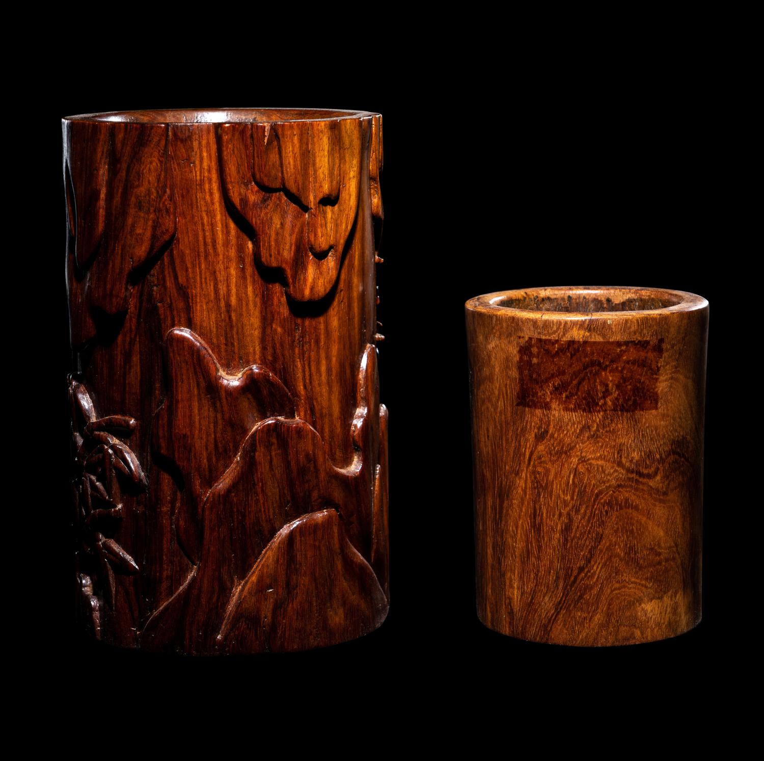 Two Huanghuali Brushpots, Bitong