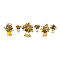 A Group of Six Tole Floral Models