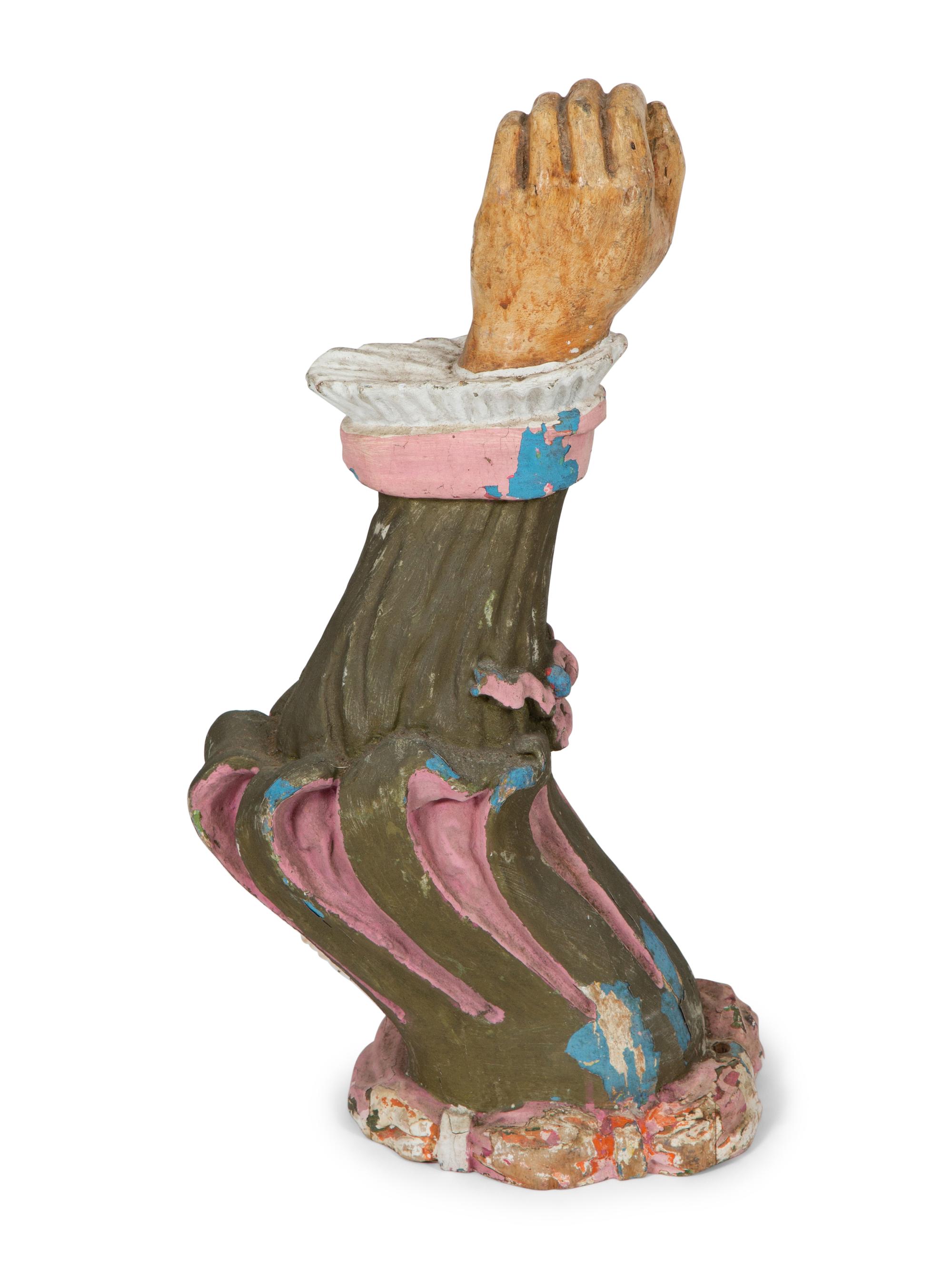 Four Venetian Style Carved and Painted Arm-form Wall Sconces
