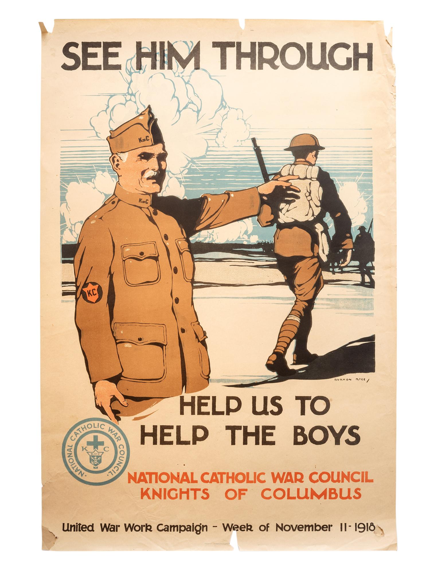 [WORLD WAR I]. A group of 8 posters highlighting the Y.M.C.A., Y.W.C.A., and United War Work Campaign, including: