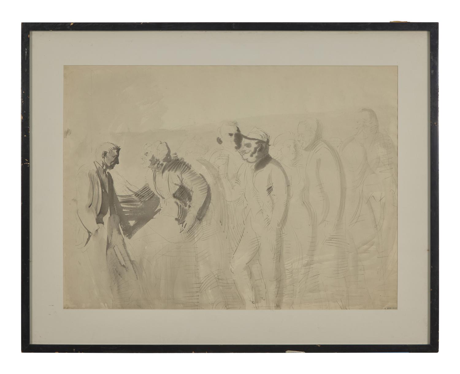 Men and Women Conversing; with Walking Girls (A Double-Sided Work)