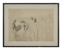 Men and Women Conversing; with Walking Girls (A Double-Sided Work)