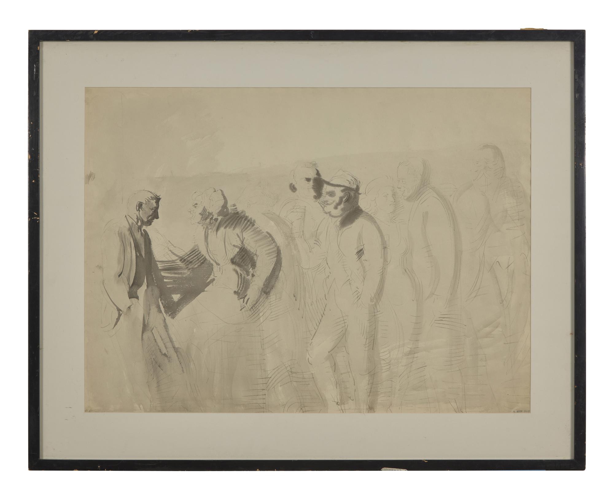 Men and Women Conversing; with Walking Girls (A Double-Sided Work)
