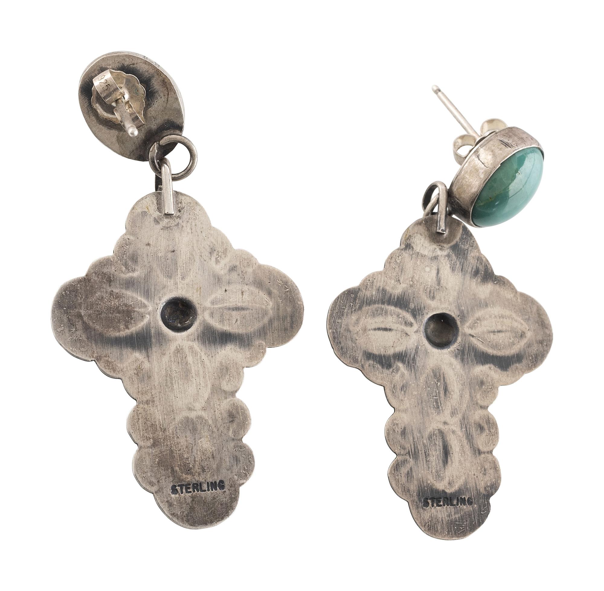 Navajo and Southwestern-style Silver Earrings, with Turquoise
