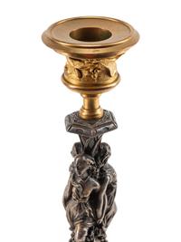 A Pair of Continental Gilt Bronze and Pewter Candlesticks
