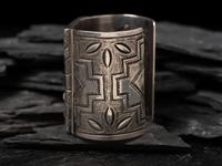 Large Silver and Mosaic Inlay Katsina Cuff Bracelet