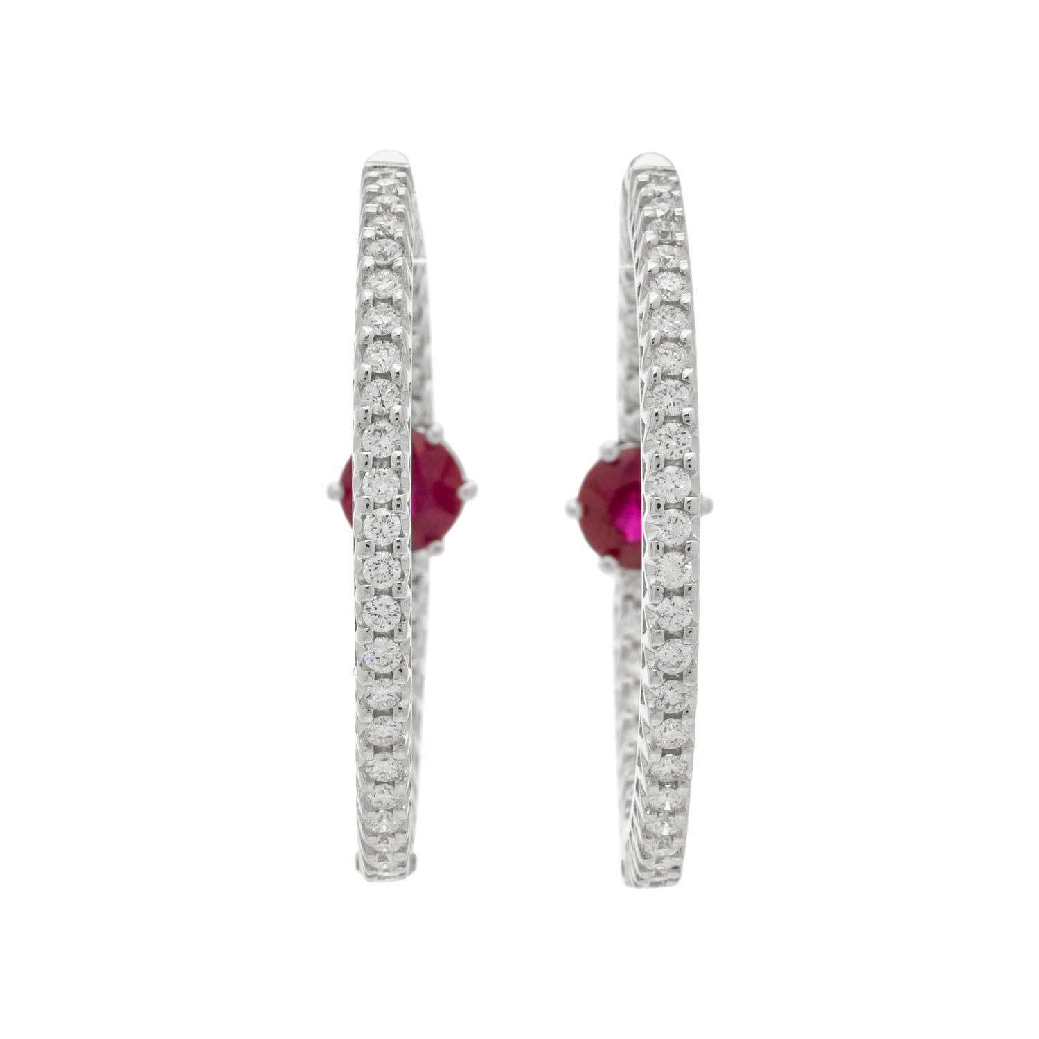 RUBY AND DIAMOND HOOP EARRINGS