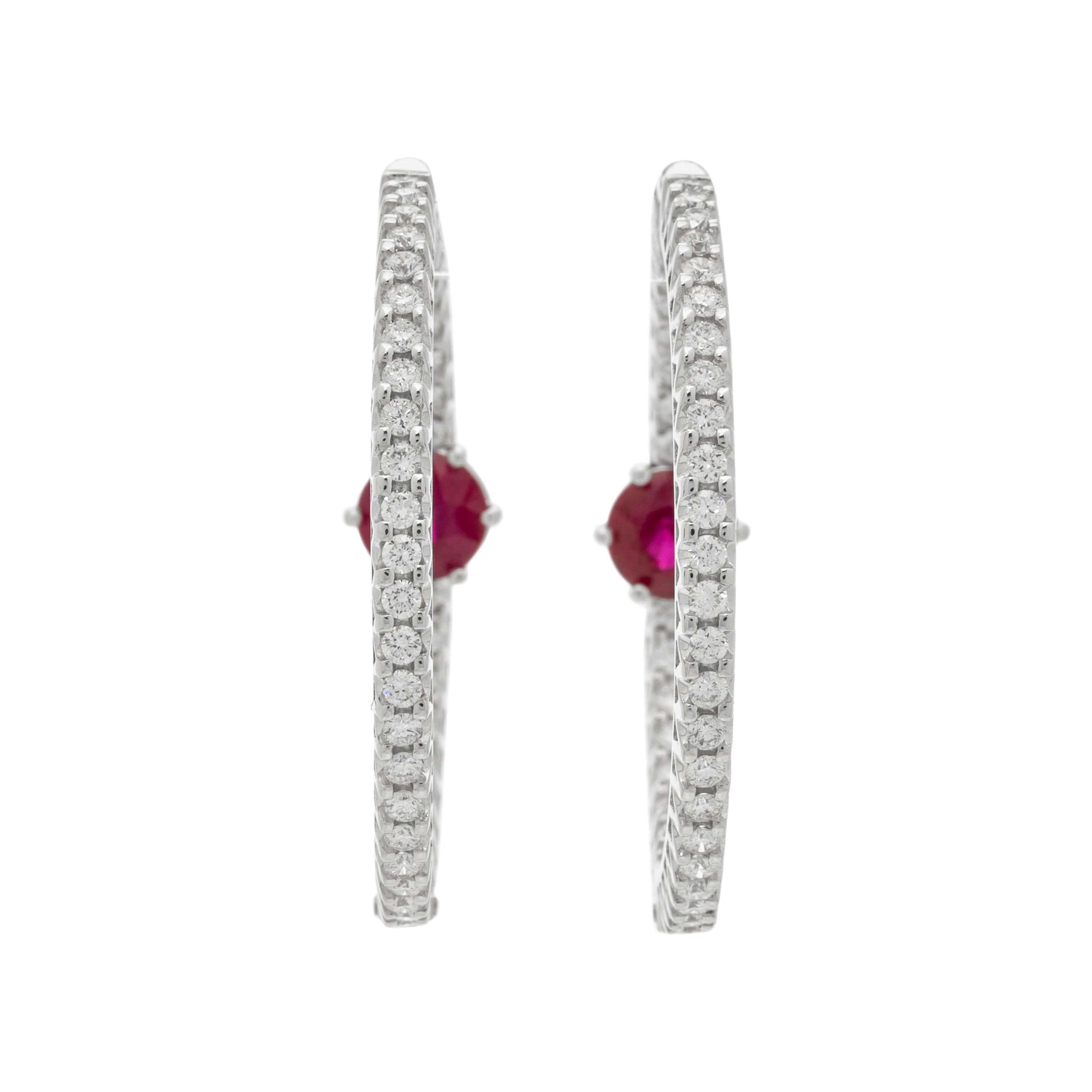 RUBY AND DIAMOND HOOP EARRINGS