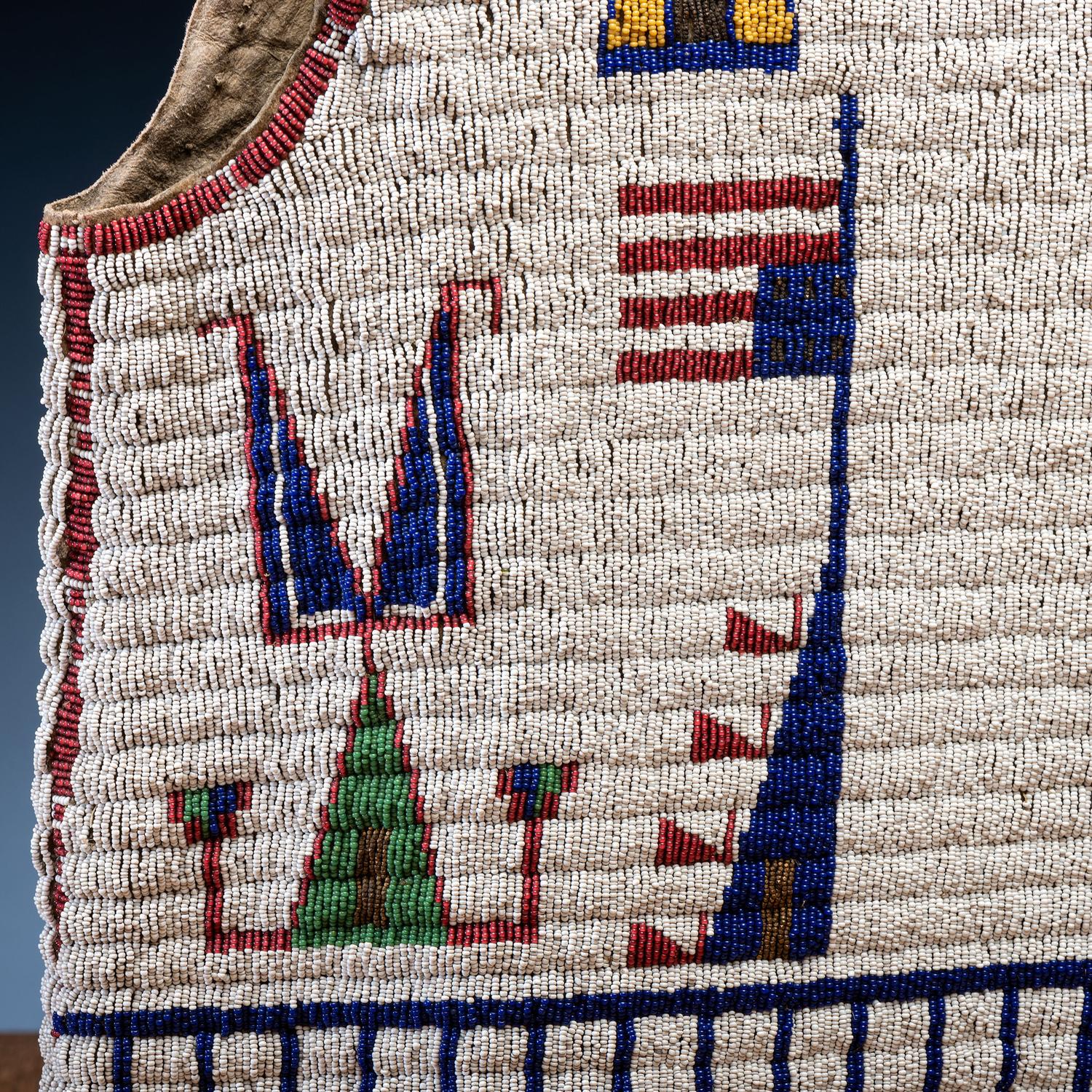 Sioux Beaded Hide Vest, with Inverted American Flags