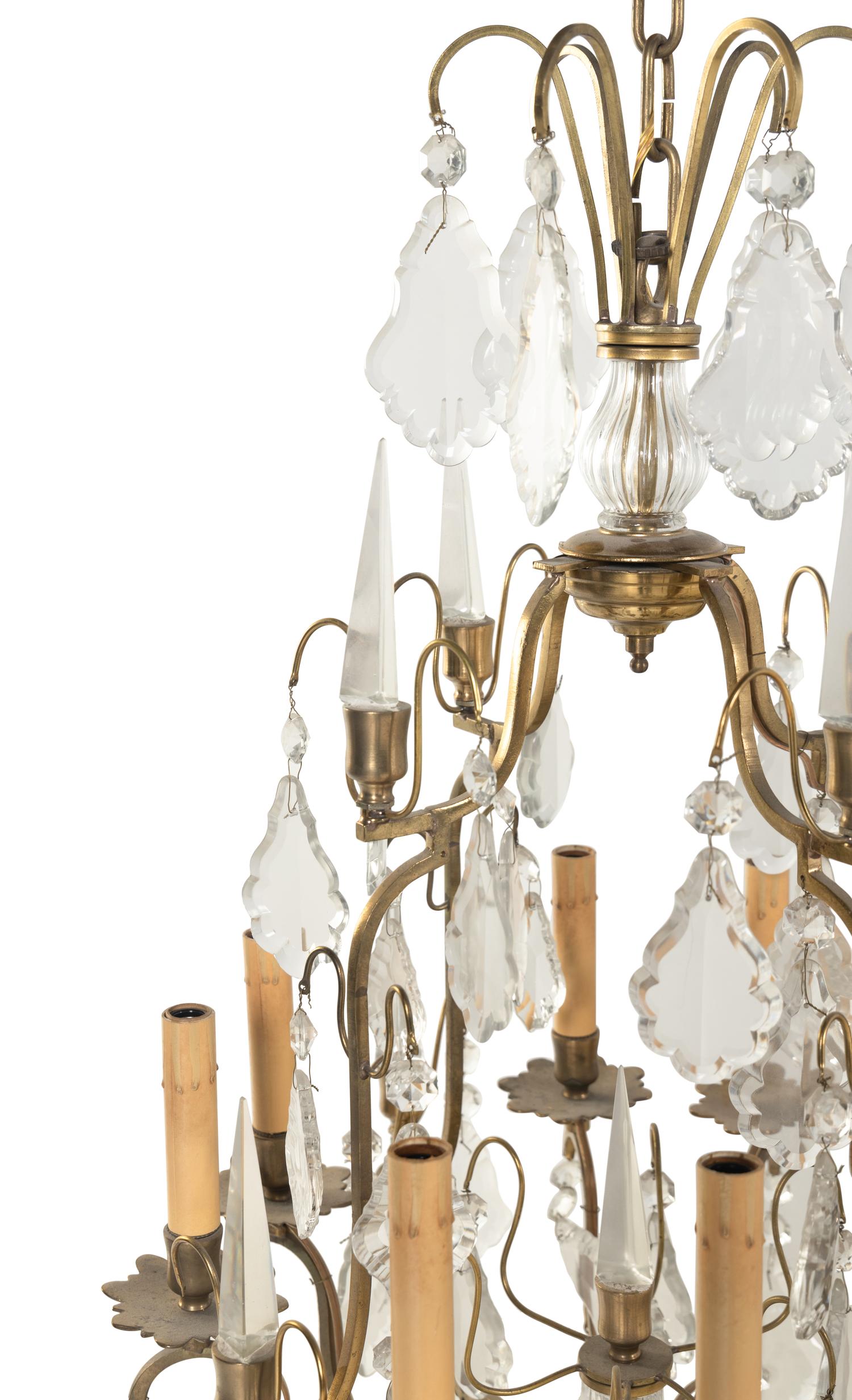 A French Gilt Bronze and Glass Eight-Light Chandelier