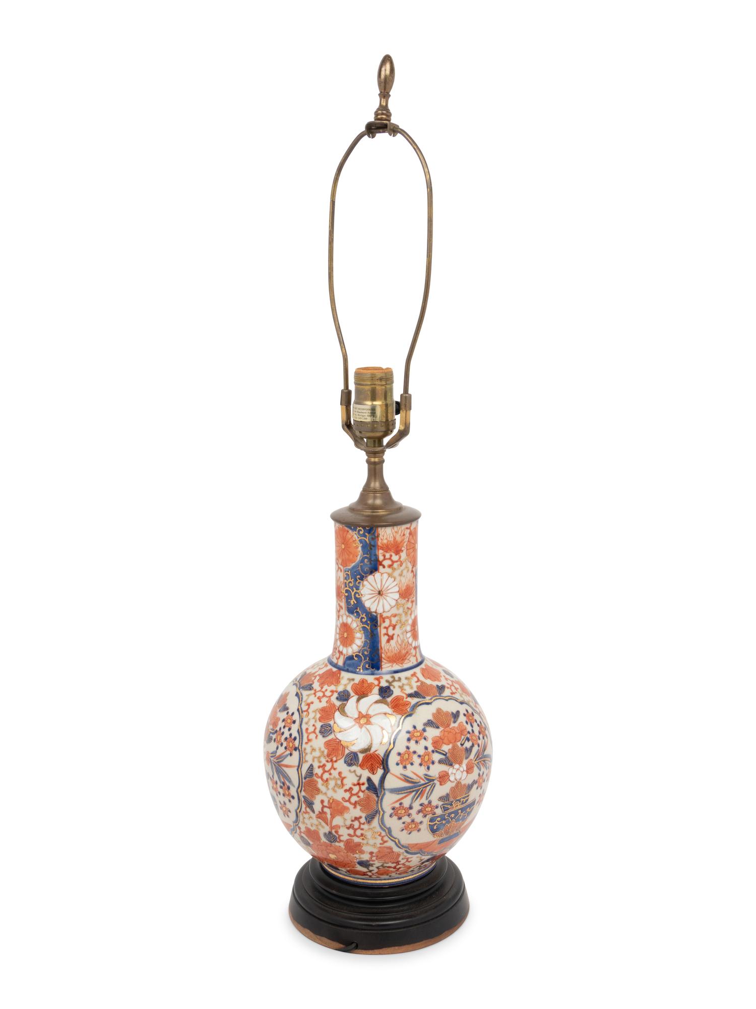 An Imari Palette Porcelain Vase Mounted as a Lamp