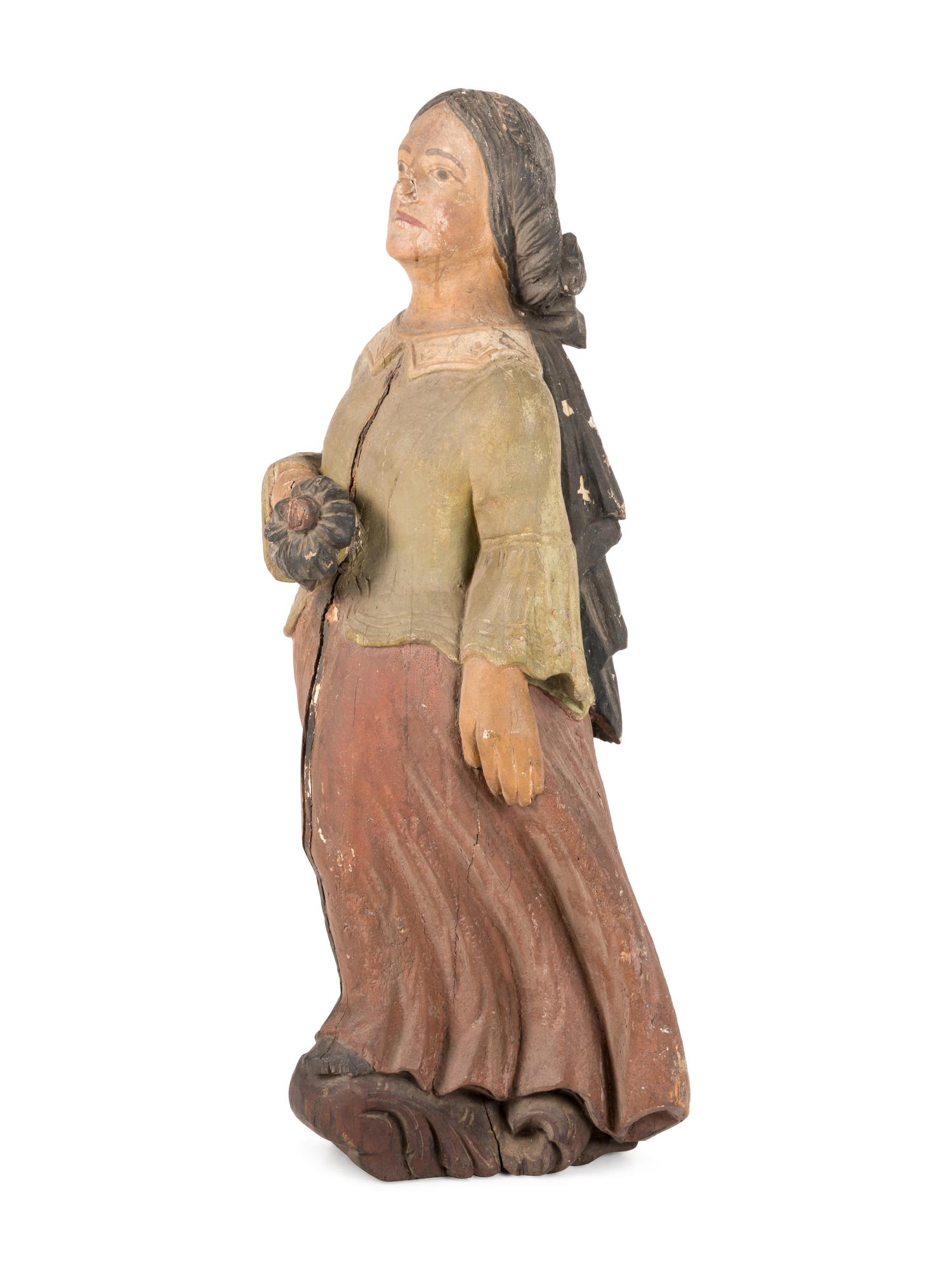 An American Carved and Painted Wood Female Figurehead for a Ship