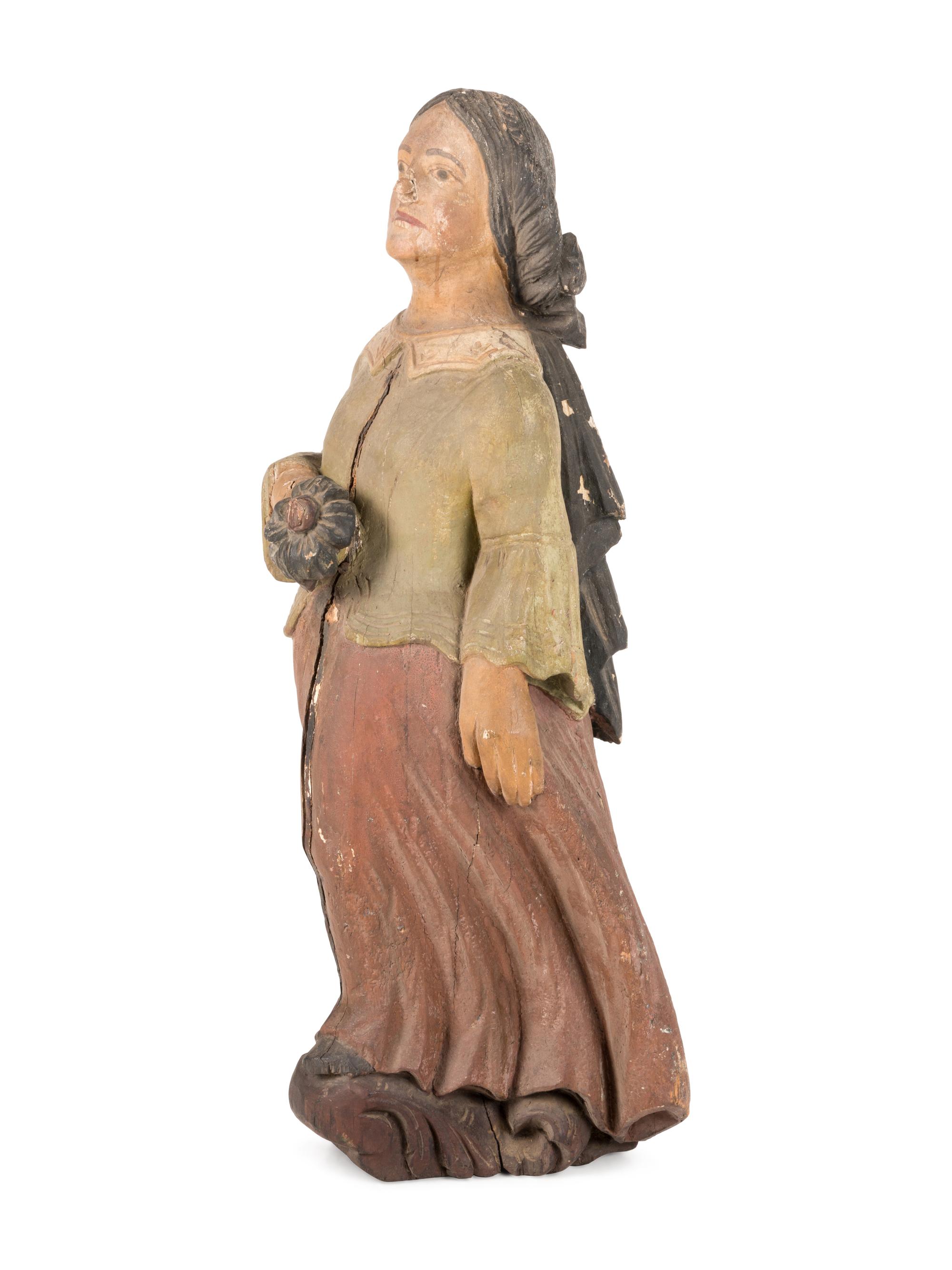 An American Carved and Painted Wood Female Figurehead for a Ship