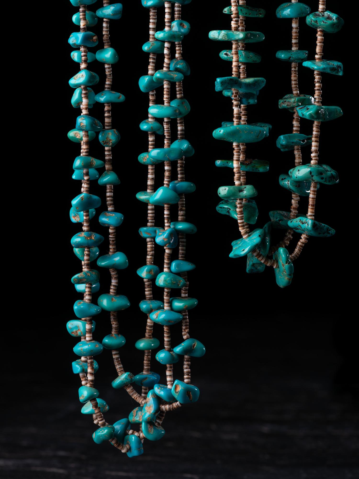 Pueblo Heishi and Turquoise Nugget Multi-strand Necklaces