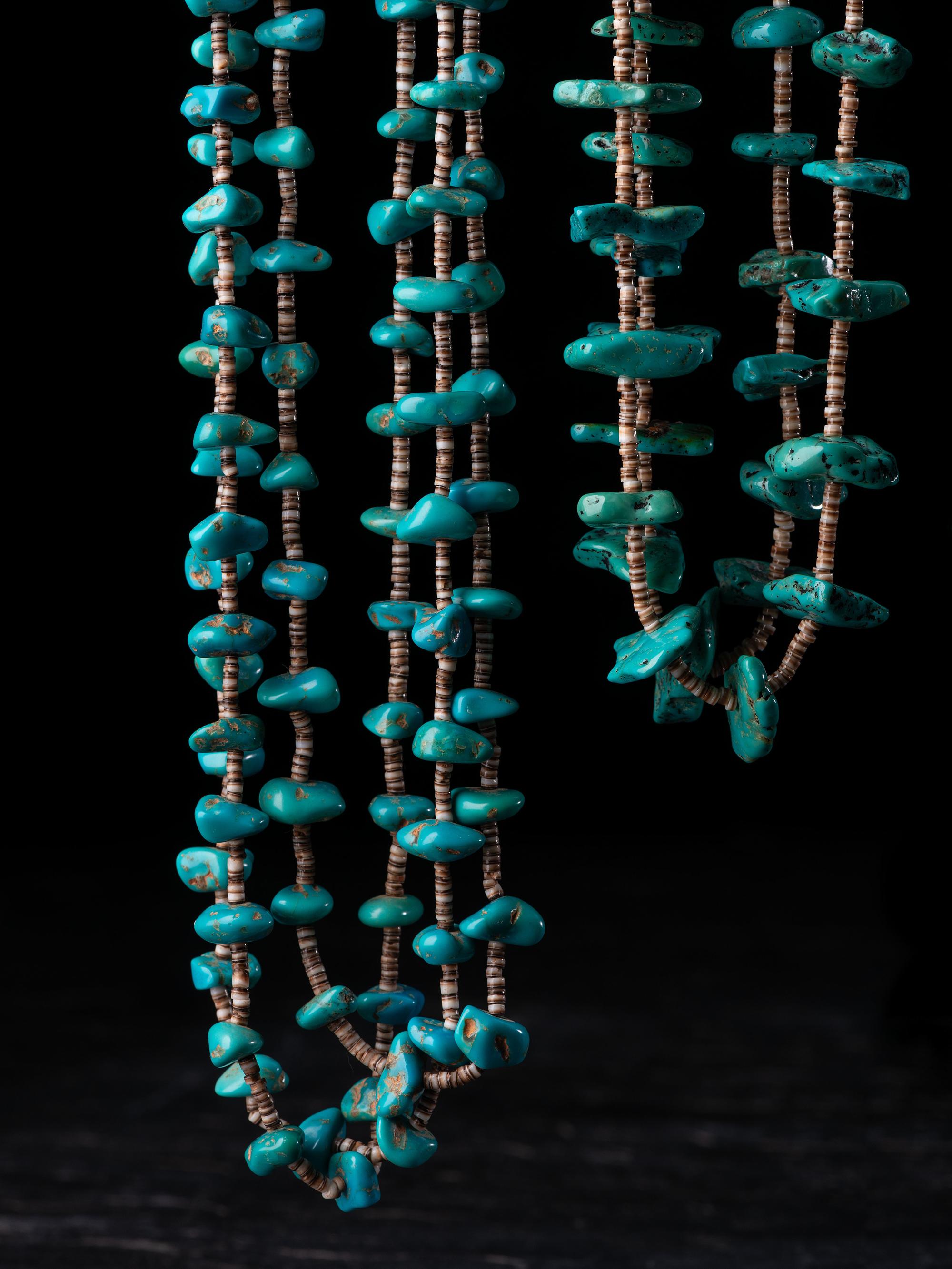 Pueblo Heishi and Turquoise Nugget Multi-strand Necklaces