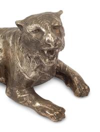 Two Silvered Bronze Models of Tigers