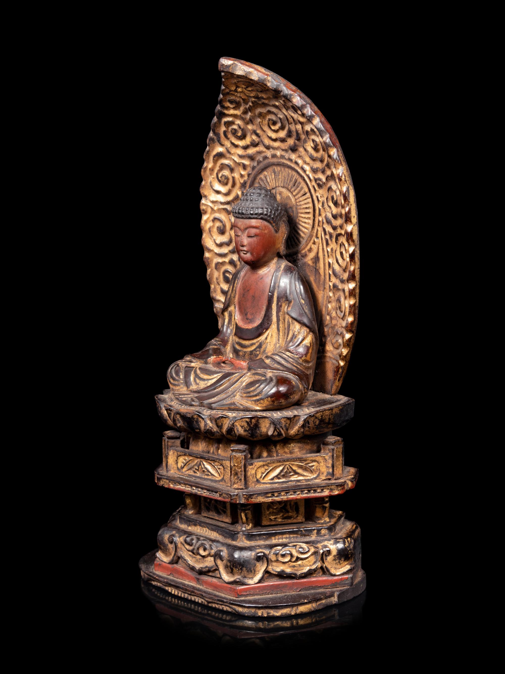 A Gilt Wood Figure of Buddha Shakyamuni