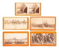 [CIVIL WAR]. A group of 5 stereoviews of Civil War generals, incl. Meade at Gettysburg, Burnside, and Stoneman.