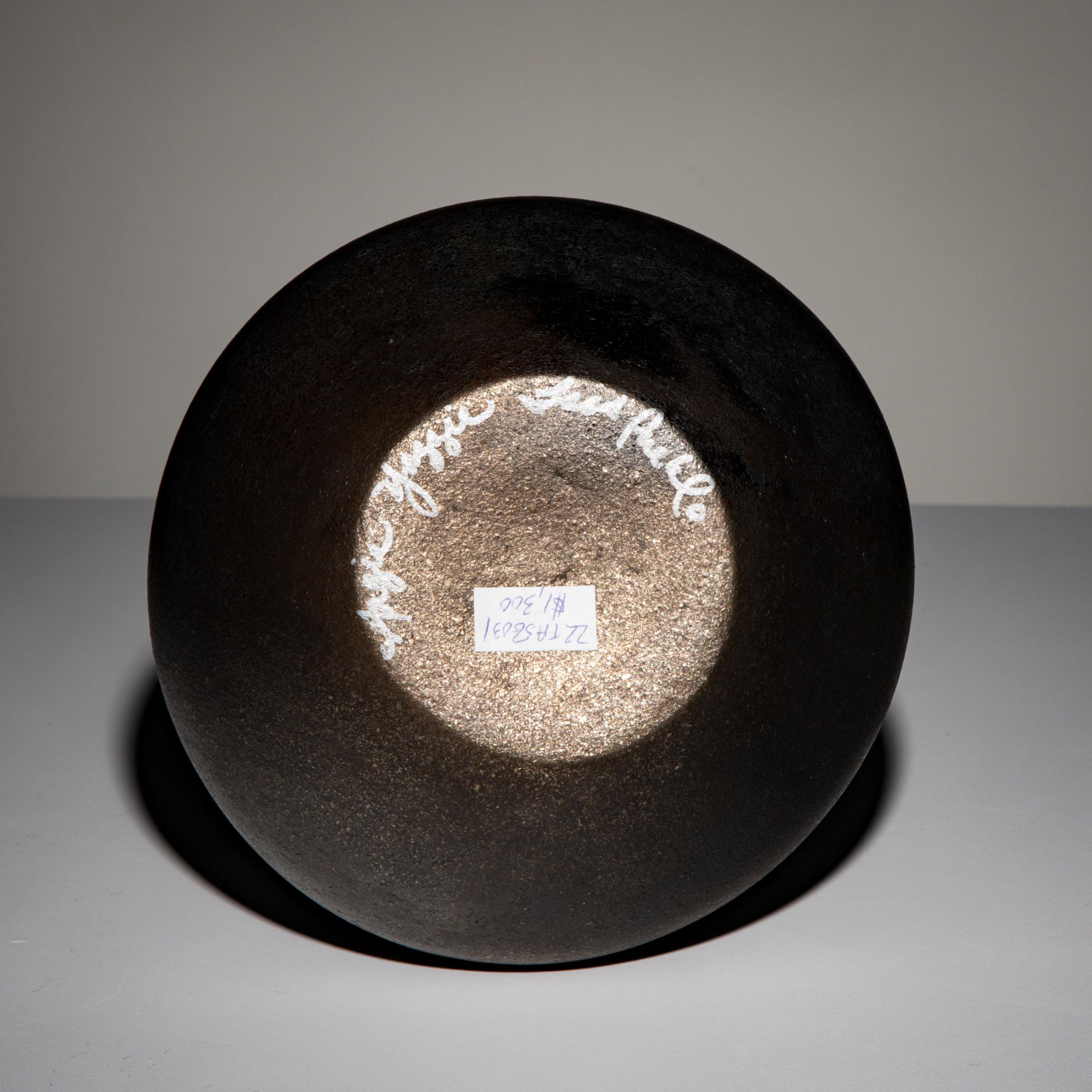 Angie Yazzie (Taos, b. 1965) — Micaceous Blackware Pottery Jar, with Terraced Rim