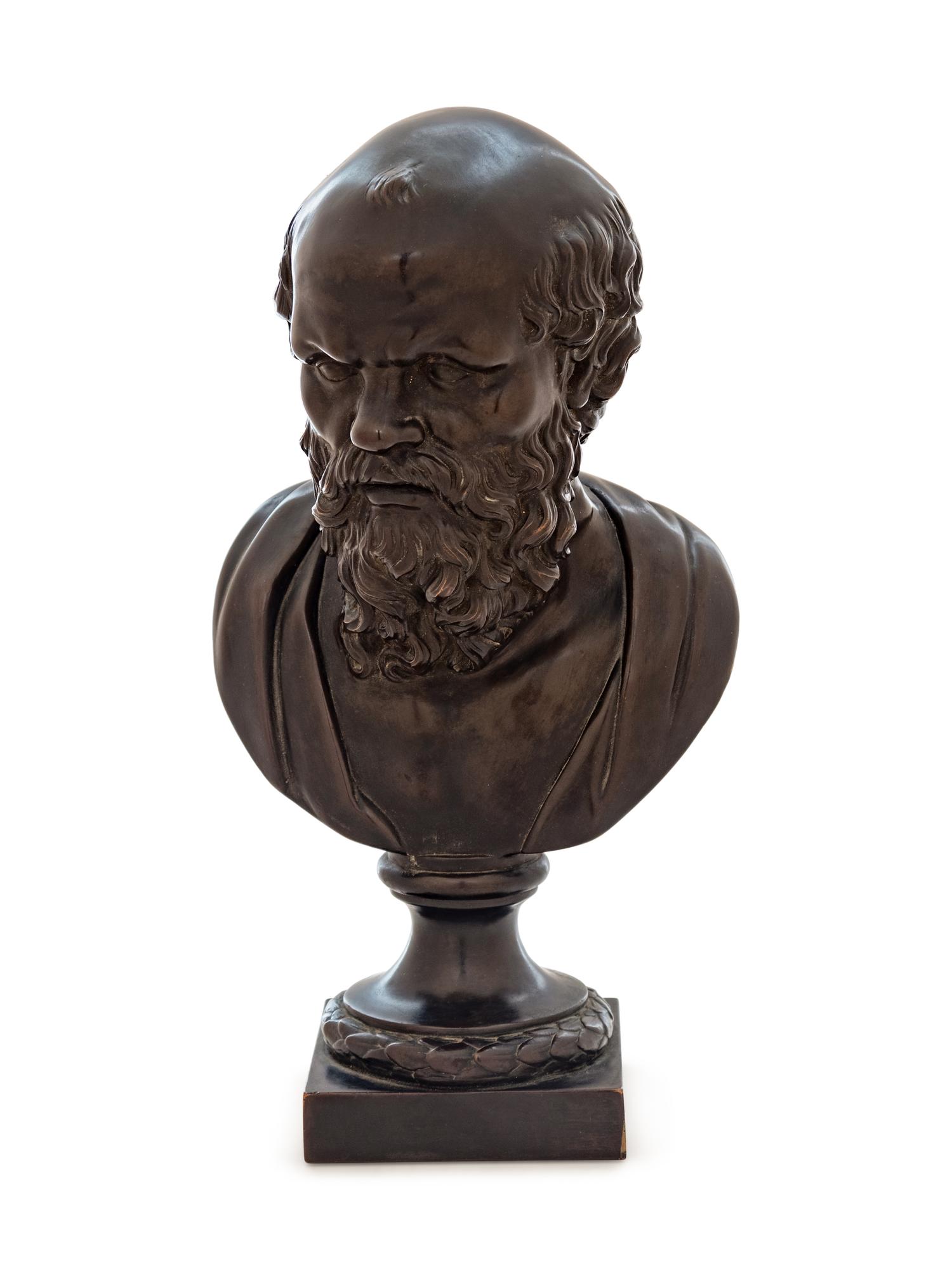 A Continental Patinated Bronze Bust of a Man