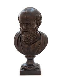 A Continental Patinated Bronze Bust of a Man