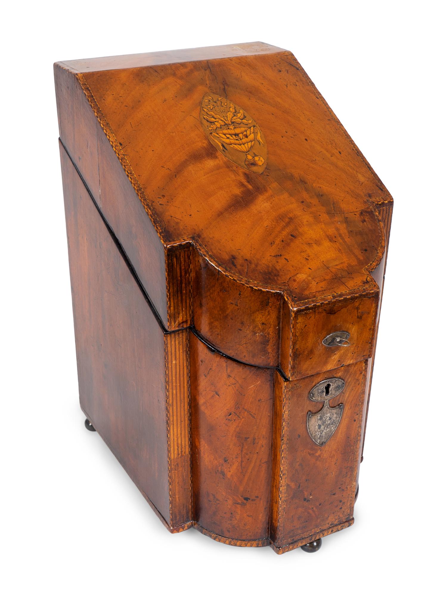 A George III Inlaid Mahogany Knife Box — LATE 18TH CENTURY