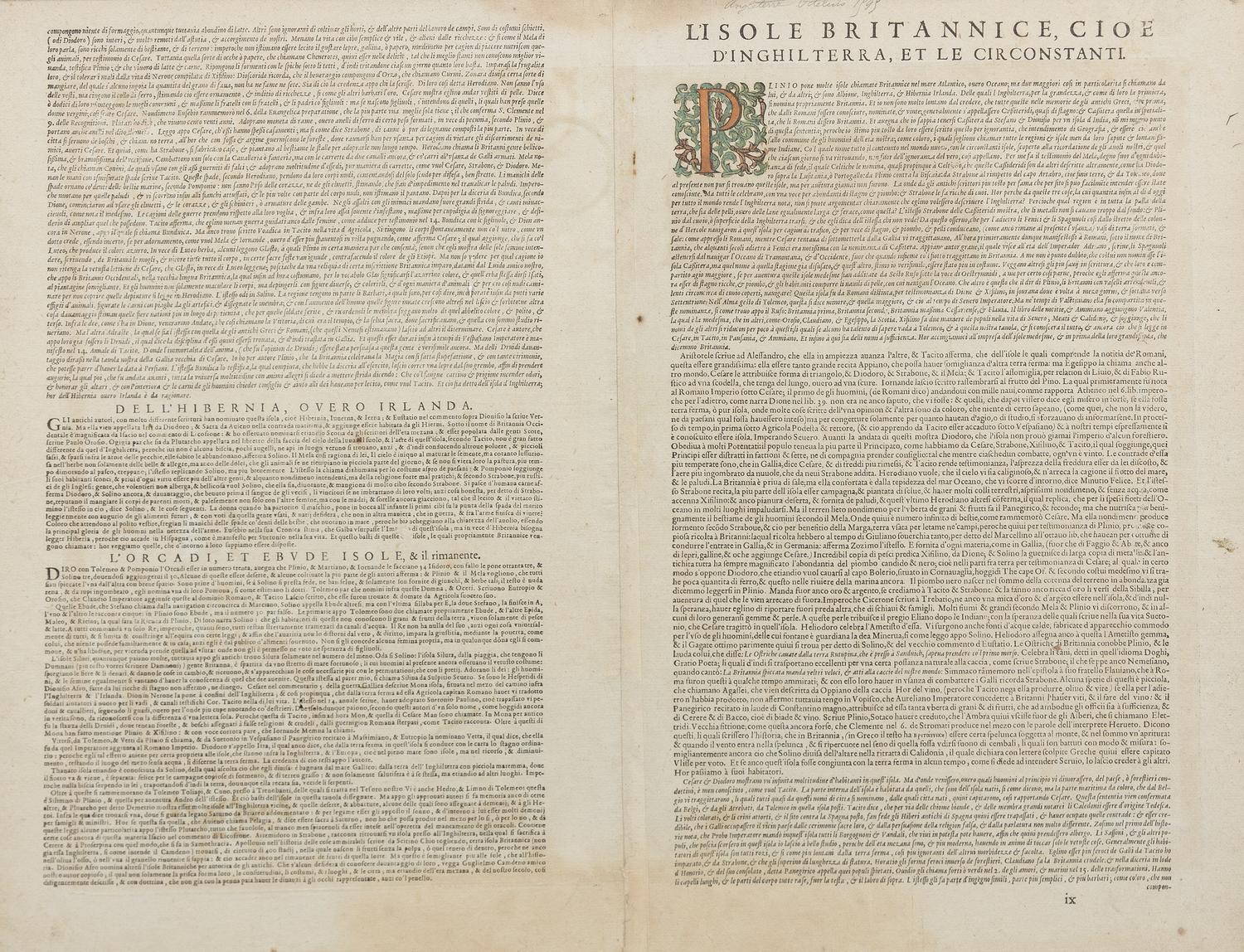 ORTELIUS, Abraham (1527-1598). Britannicarum Insularum Typus. Amsterdam, 1595 [but 1608].