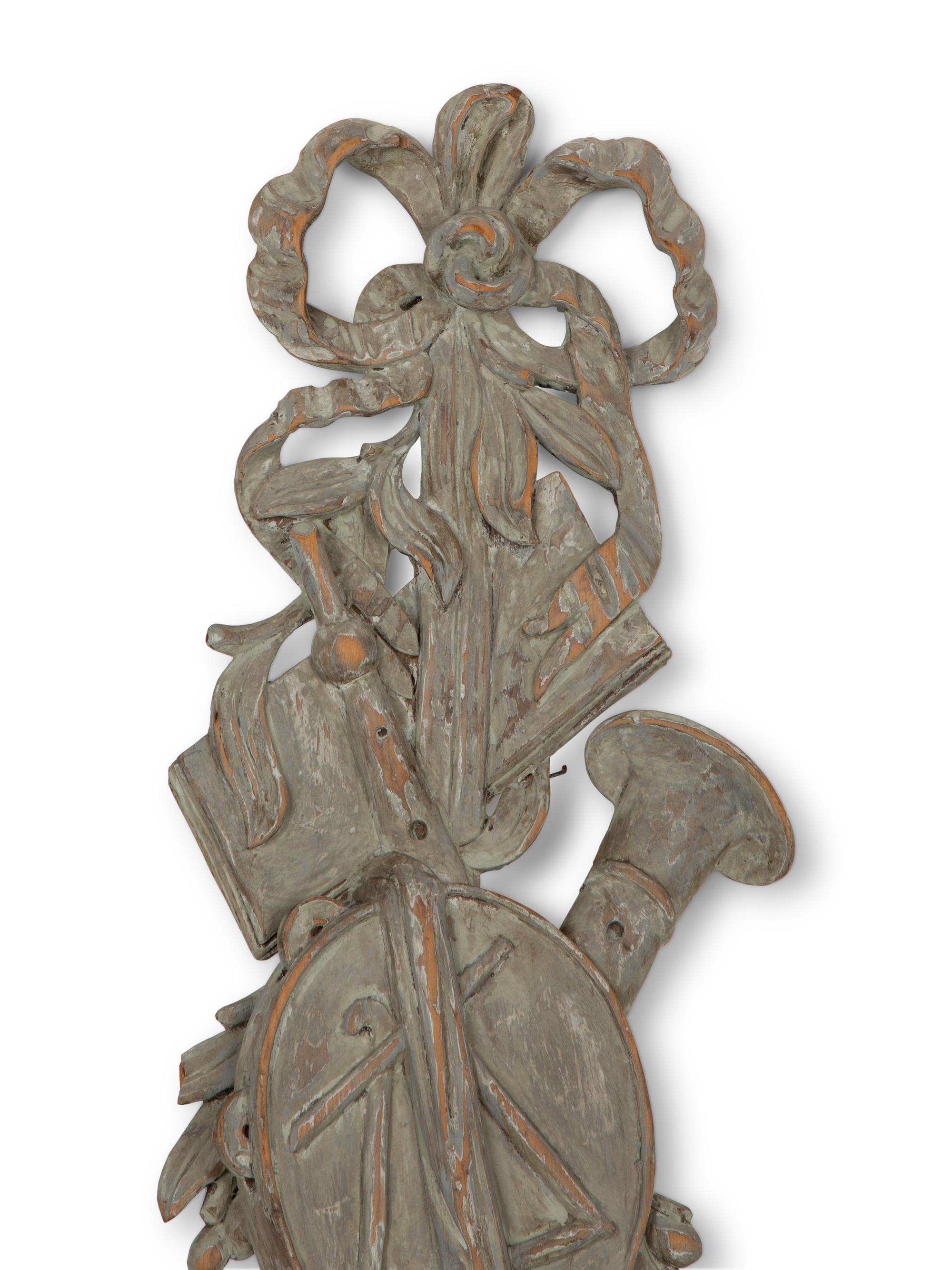 A Pair of Carved Wood Musical Trophy Sconces — 20TH CENTURY