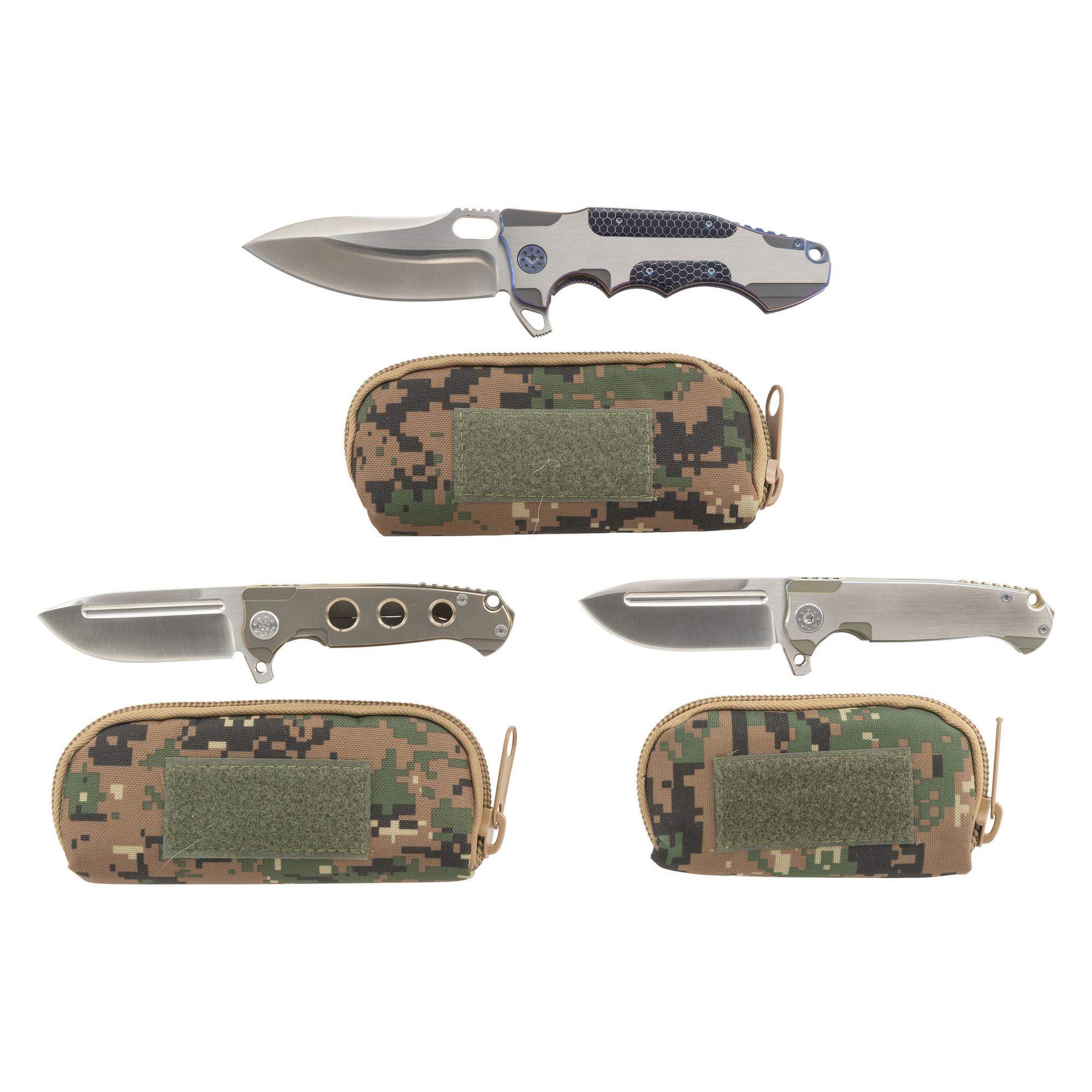 Lot of Three Andre de Villiers Folding Knives Incl: Mini-Pathfinder, Hummer