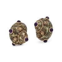 MAZ, AMETHYST AND SHELL EARRINGS